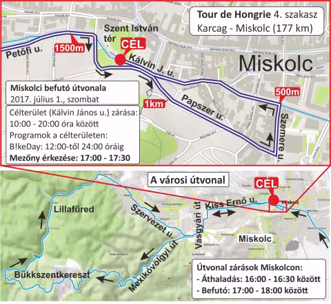 Tour de Hongrie miskolci befutó - forgalomkorlátozások, változások július 1-jén